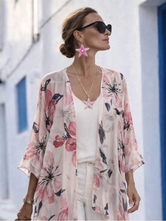 le chateau Tops - Floral fantasy kimono duster XL